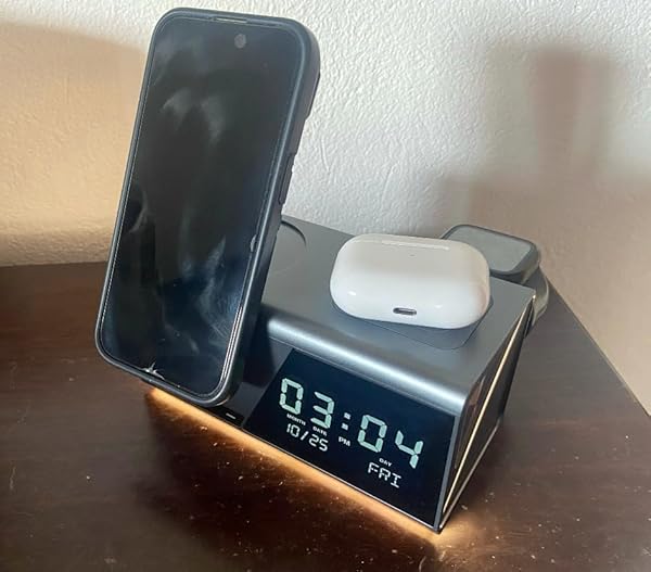 A clock and charging station that is good at what it does.